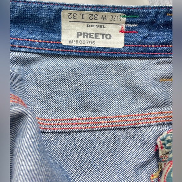 Diesel PREETO 32W Blue Jeans Flared Wide Leg Mens Faded Distressed Wash 00796 - Picture 2 of 14